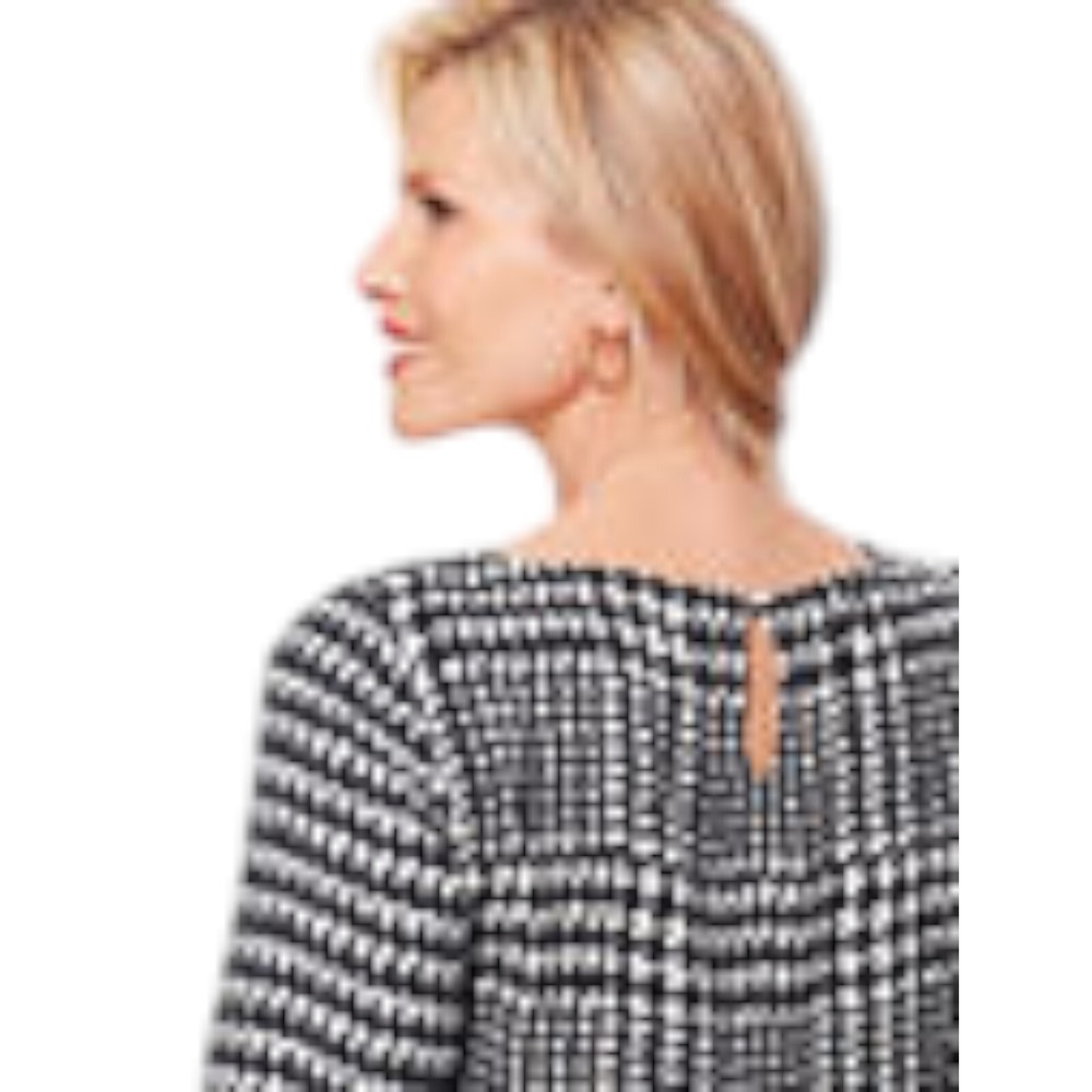 Talbots Blouse Women's Plus 2X Poet Sleeve Black/White Houndstooth Preppy NWT - Picture 3 of 4